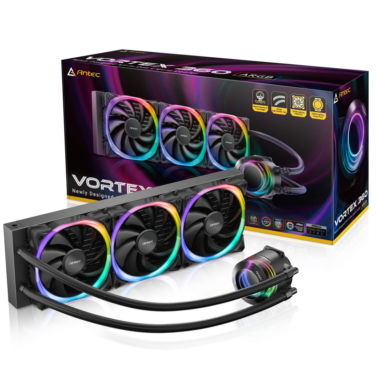 ANTEC Vortex 360 ARGB Ventilateur de processeur Watercooling, noir