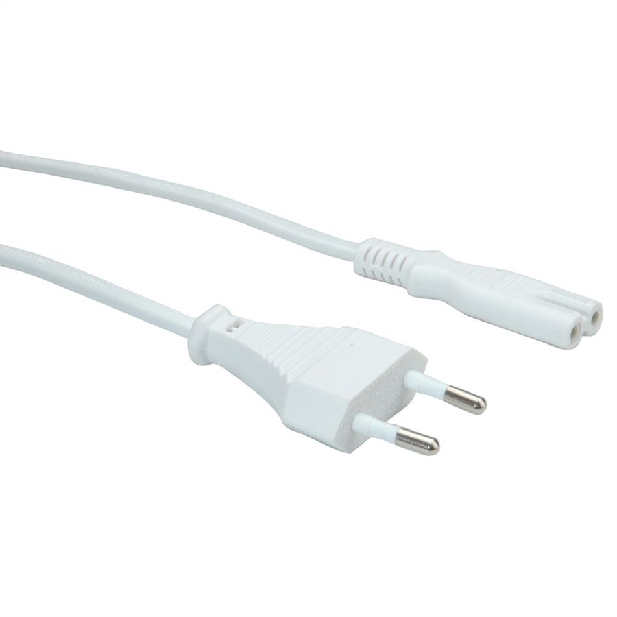 VALUE Cordon secteur bipolaire, blanc, 1 m