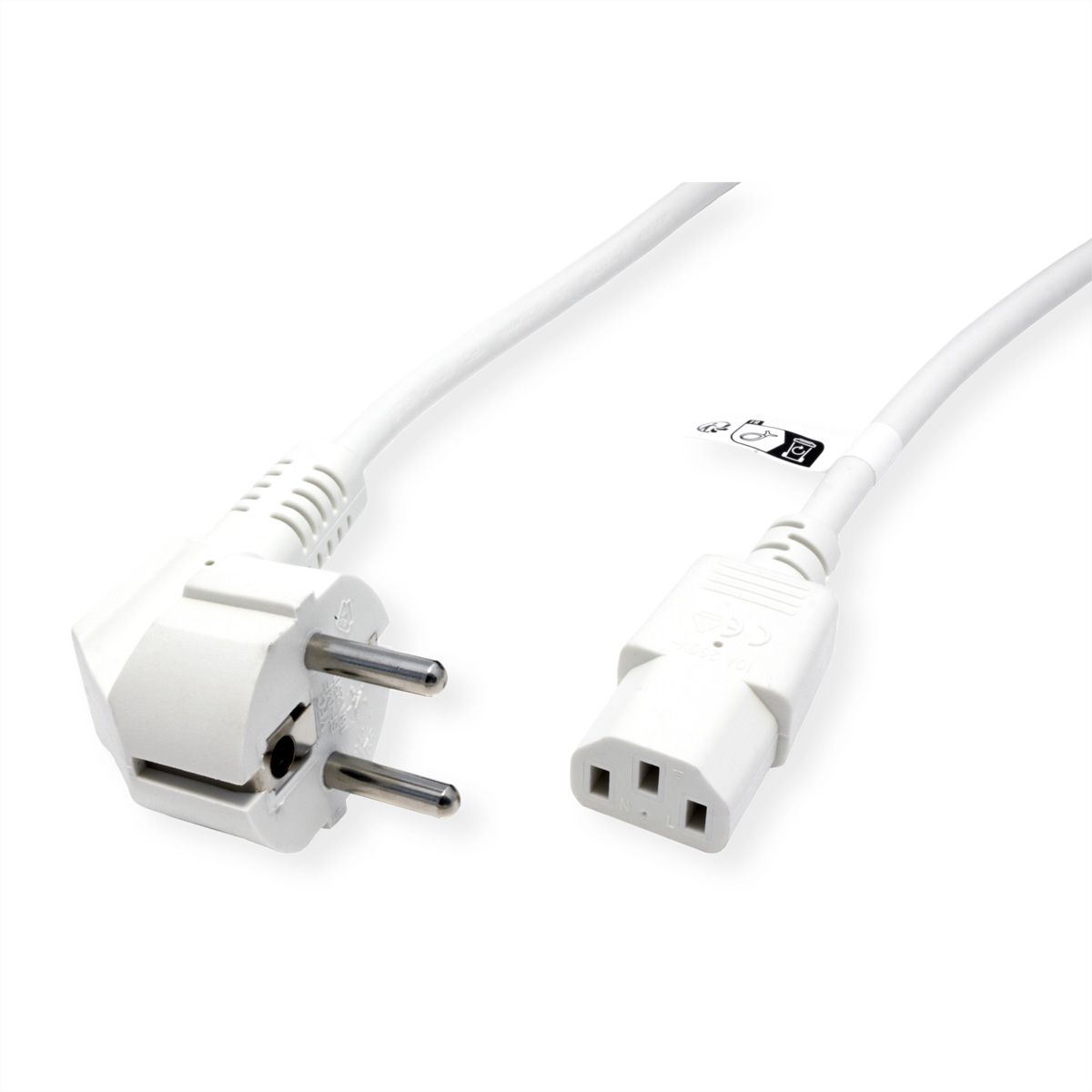 ROLINE GREEN Câble d'alimentation IEC droit, blanc, 3 m