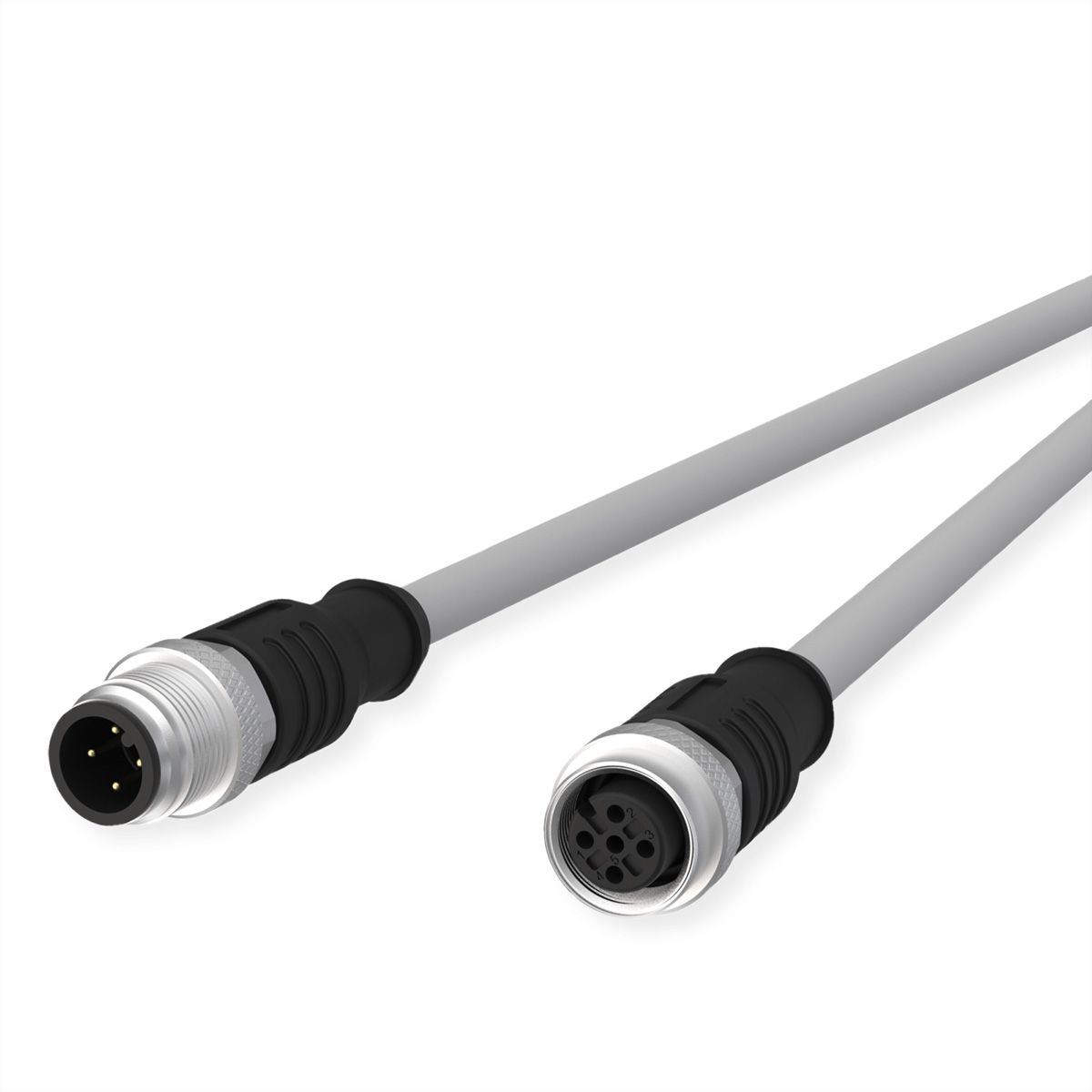 METZ CONNECT Câble de capteur/actionneur M12, codage A, M12 connecteur droit - M12 connecteur femelle droit, gris, 5 m