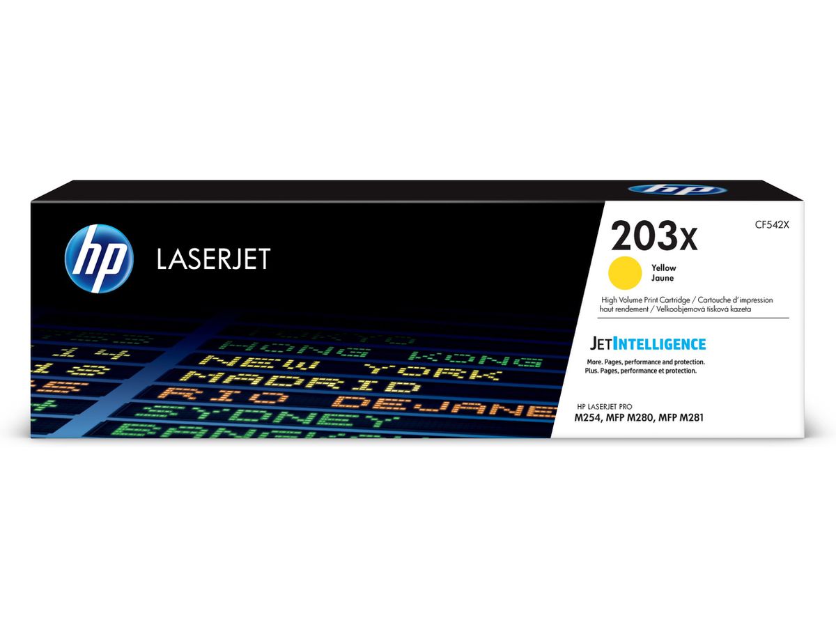 HP LaserJet Cartouche de toner grande capacité jaune authentique 203X pour
