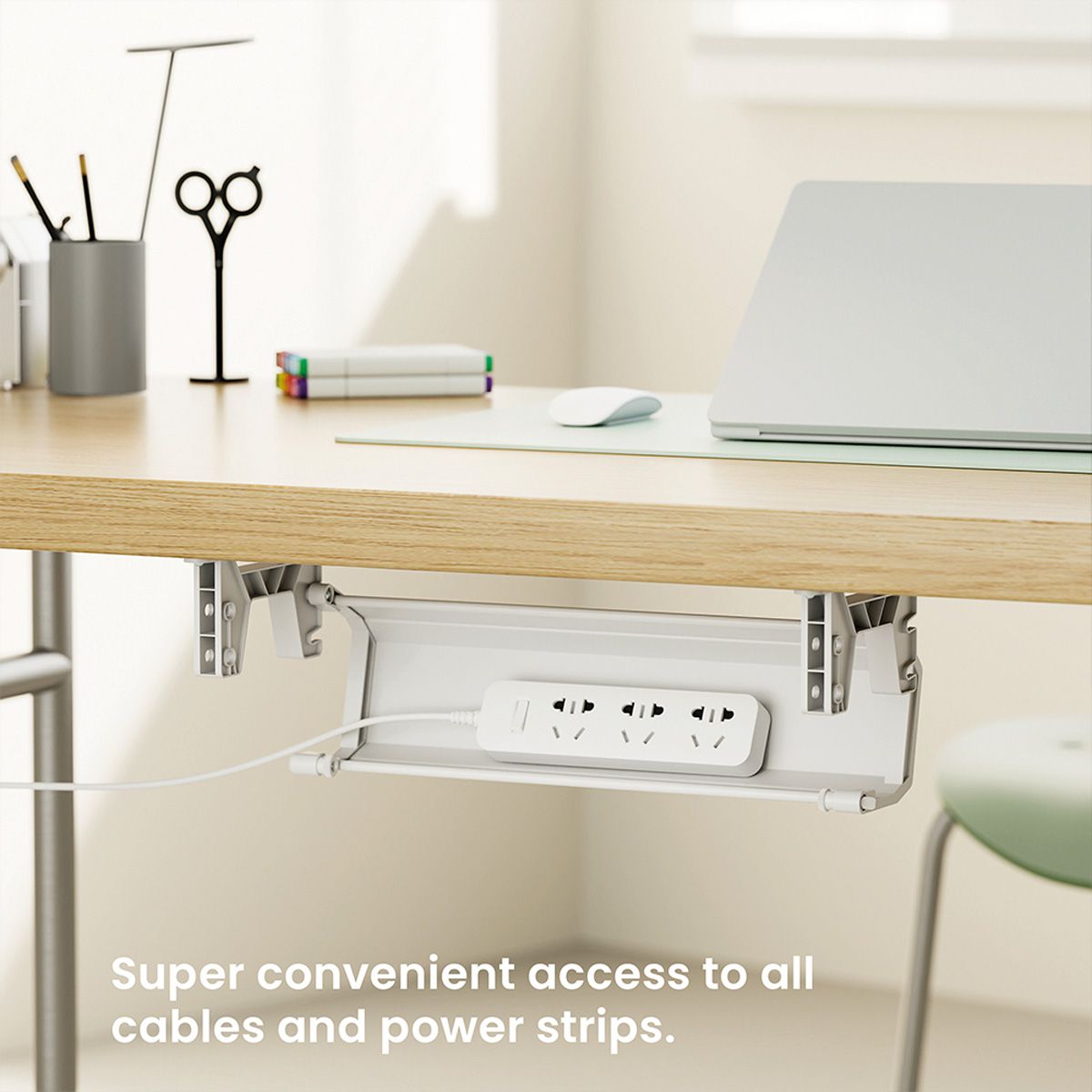 ROLINE Easy2Open Canal de câbles, montage sous le bureau, blanc, 44,9 cm