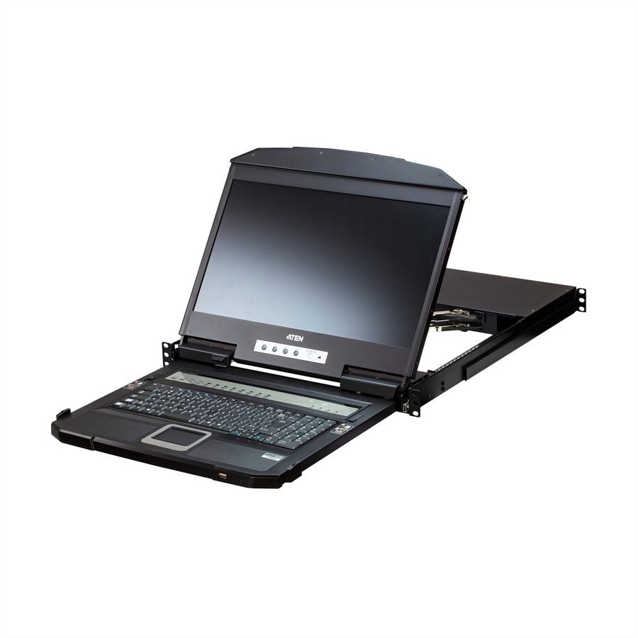ATEN CL3884NW Commutateur KVM HDMI multivue LCD de 18,5" à deux rails USB 4 ports, FR-Layout