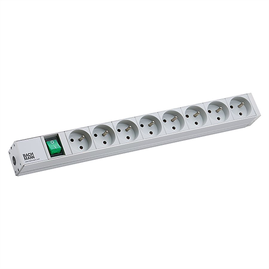 BACHMANN Prise multiple, 8x avec interrupteur, argent