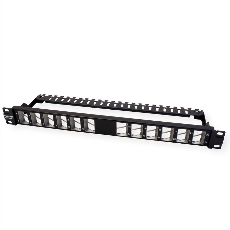 TRENDnet TC-KP24SA Panneau de connexion Keystone blindé 1U angulaire, vierge et à 24 ports