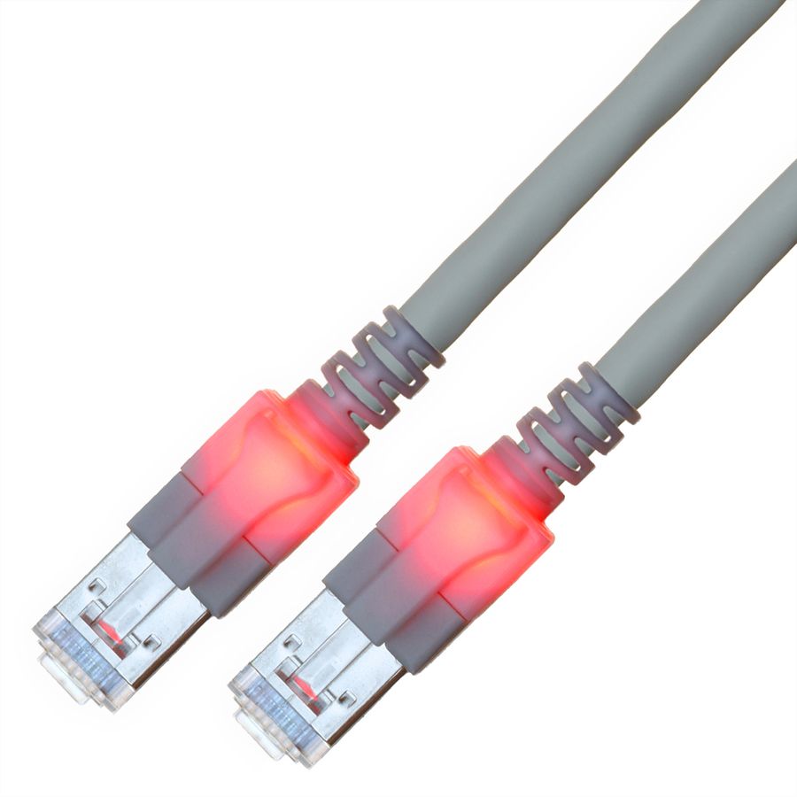 Cordon EasyLan DualBoot LED Cat.6 (Classe E) S/FTP, LSOH, gris, 0,5 m