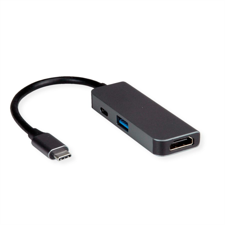 VALUE Adaptateur USB-C - HDMI, USB 3.2 Gen 1 A + Type C (Power Delivery)