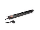 ROLINE Prise multiple 19", 8 ports, avec interrupteur, noir, 2 m