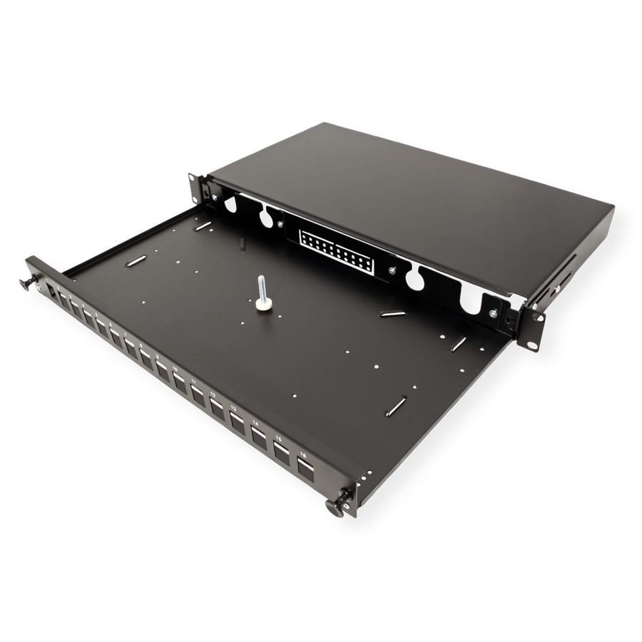 ROLINE Panneau FO 19" vide, 1U, 16 ports, pour Keystones FO, noir