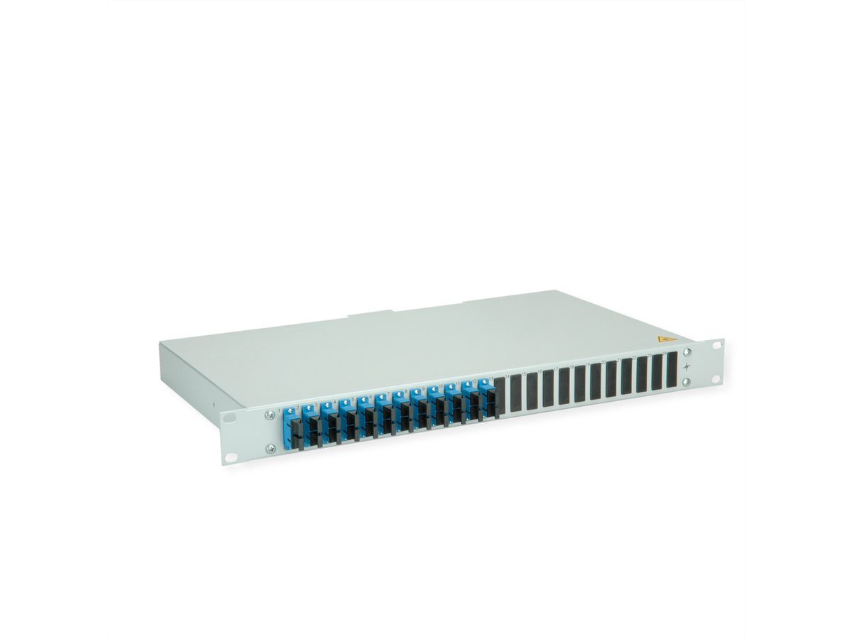 TELEGÄRTNER BASIS eco Panneau FO avec coupleurs et pigtails, 12x SC Duplex, bleu, OS2 PC, Grade C