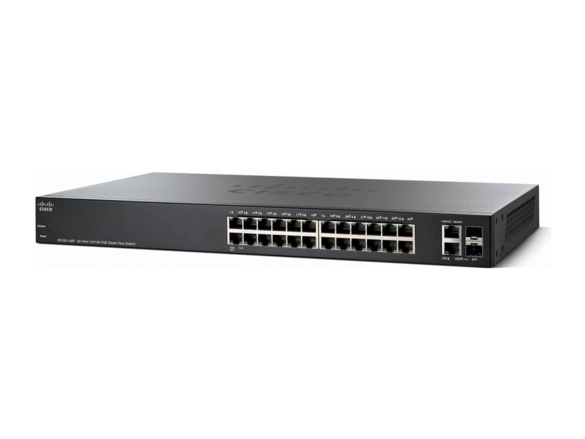 Cisco Small Business SF220-24P Géré L2 Fast Ethernet (10/100) Connexion Ethernet, supportant l'alimentation via ce port (PoE) Noir