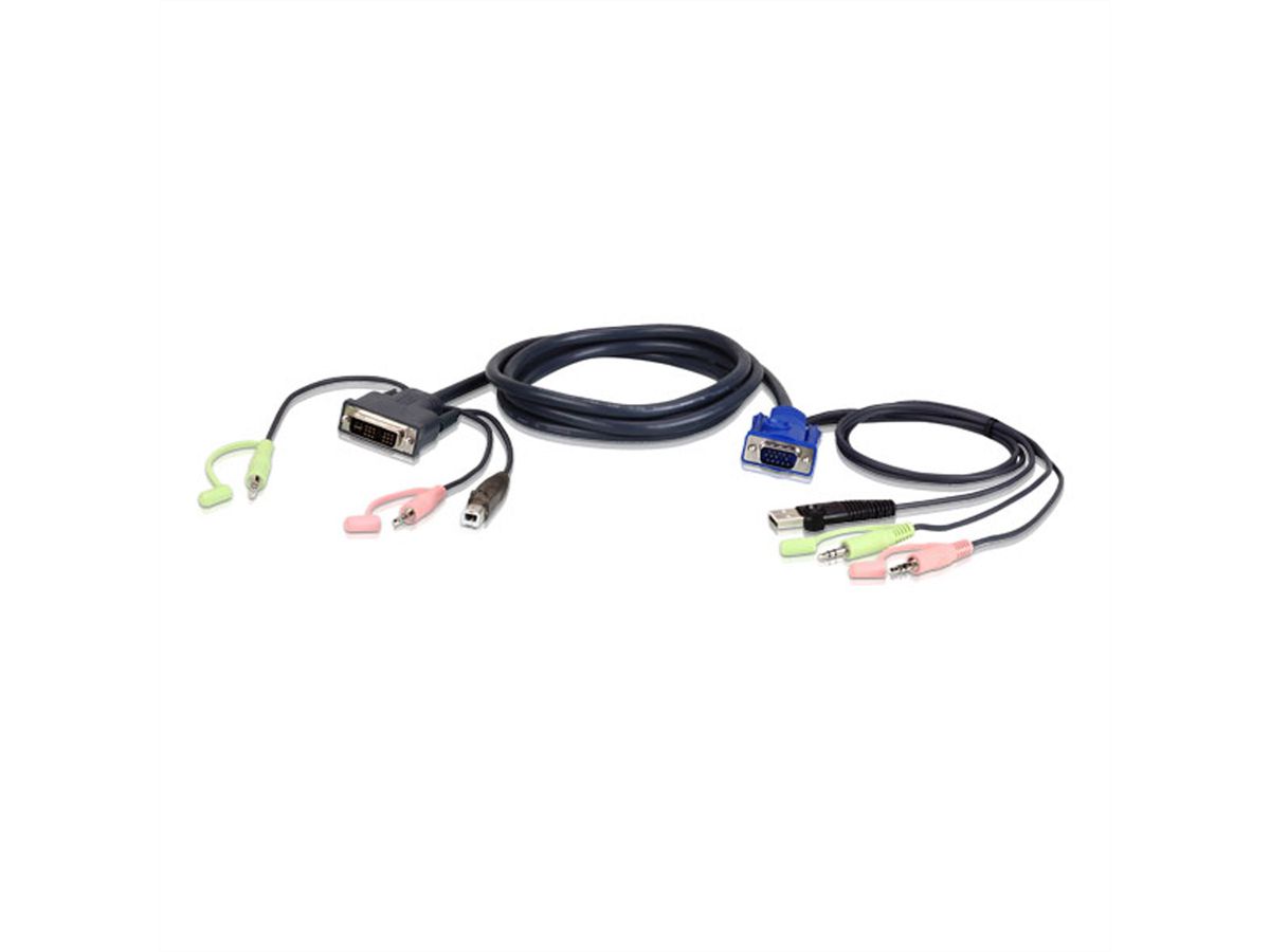 ATEN 2L-7DX3U Câble KVM VGA vers DVI, noir, 3 m