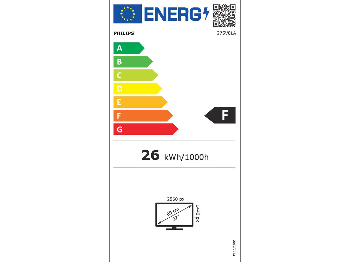 Philips V Line 275V8LA/00 écran plat de PC 68,6 cm (27") 2560 x 1440 pixels Quad HD LED Noir