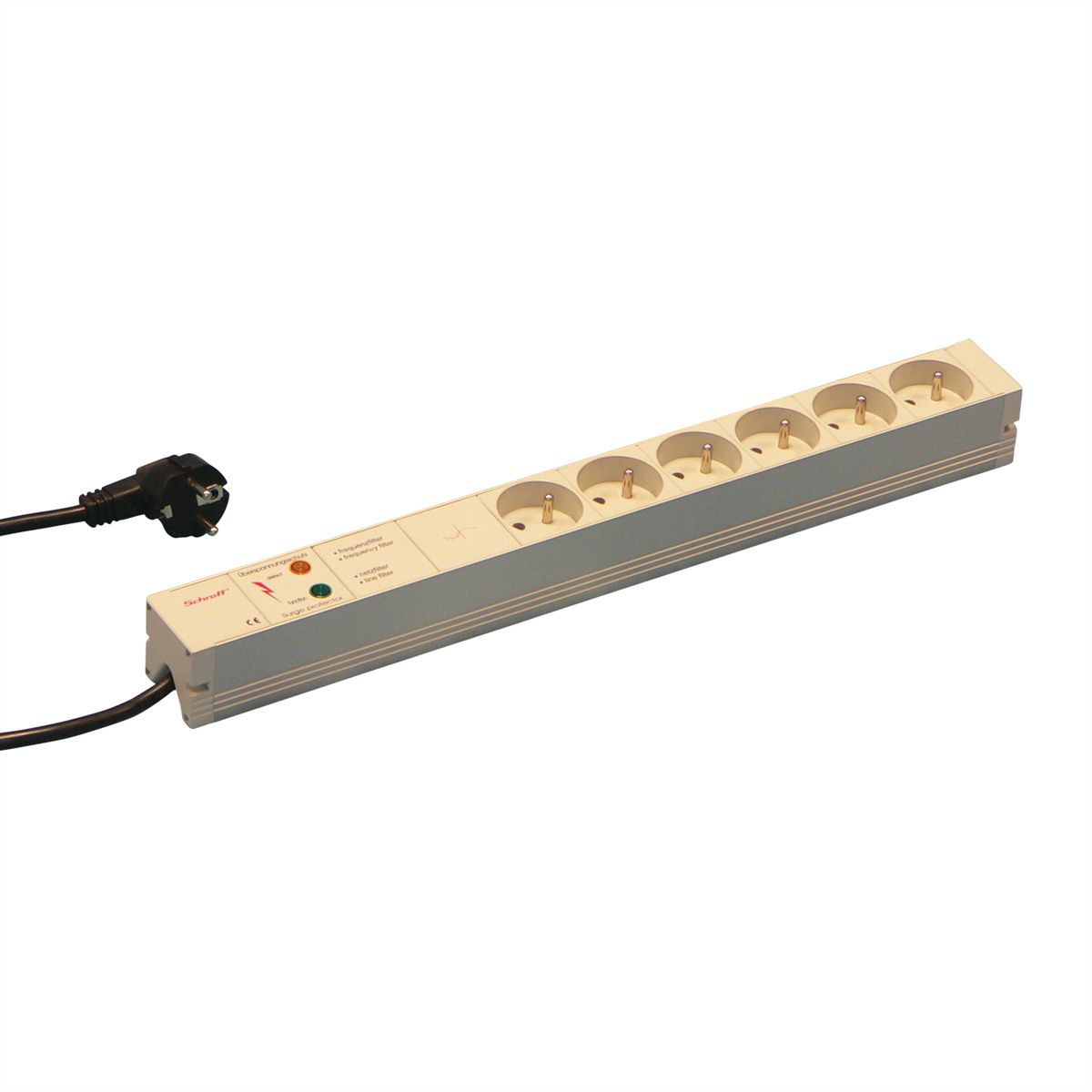 Bâti de prises SCHROFF, UTE, 6 prises, 19", avec protection contre les transitoires et filtre d'antiparasitage