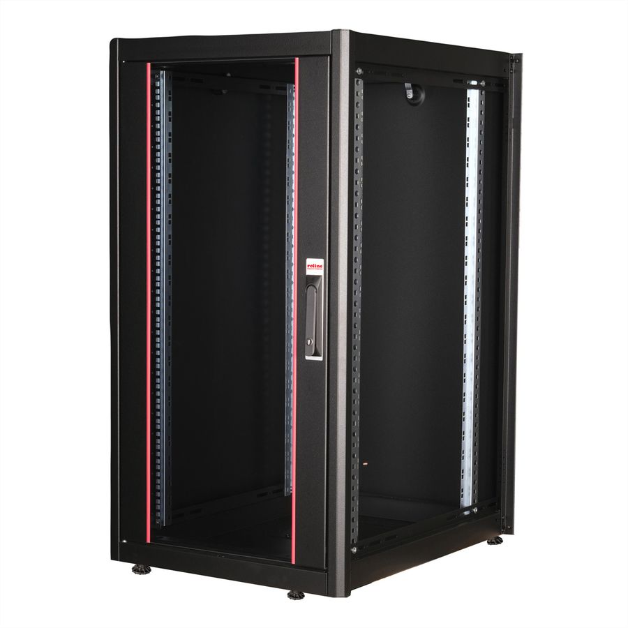 ROLINE 19" Baie réseau Basic 22U, 600x800 LxP Porte verre noir