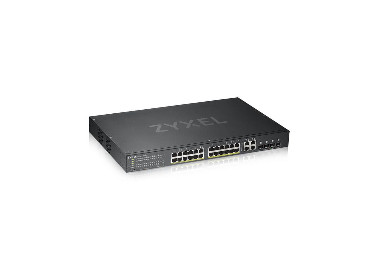 Zyxel GS1920-24HPV2 Géré Gigabit Ethernet (10/100/1000) Connexion Ethernet, supportant l'alimentation via ce port (PoE) Noir