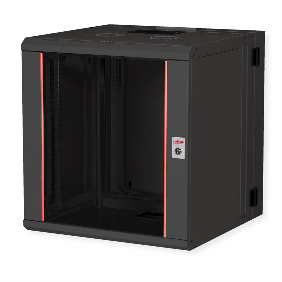 ROLINE 19" Boîtier mural Pro 12U, 600x600 LxP pivotant en 2 parties noir