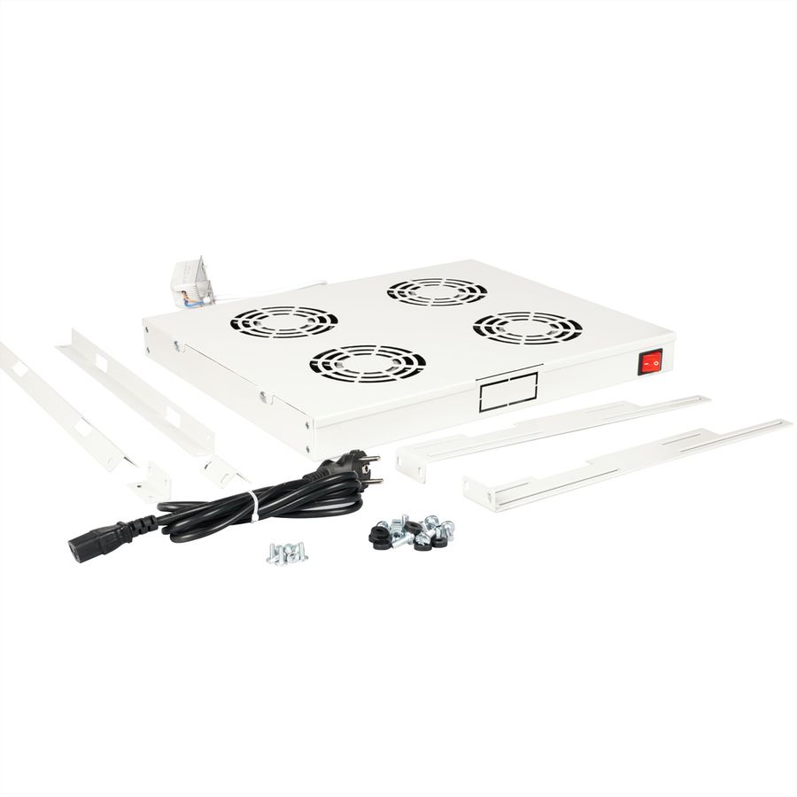 ROLINE 19" Unité de ventilation, 4 ventilateurs, Thermostat gris
