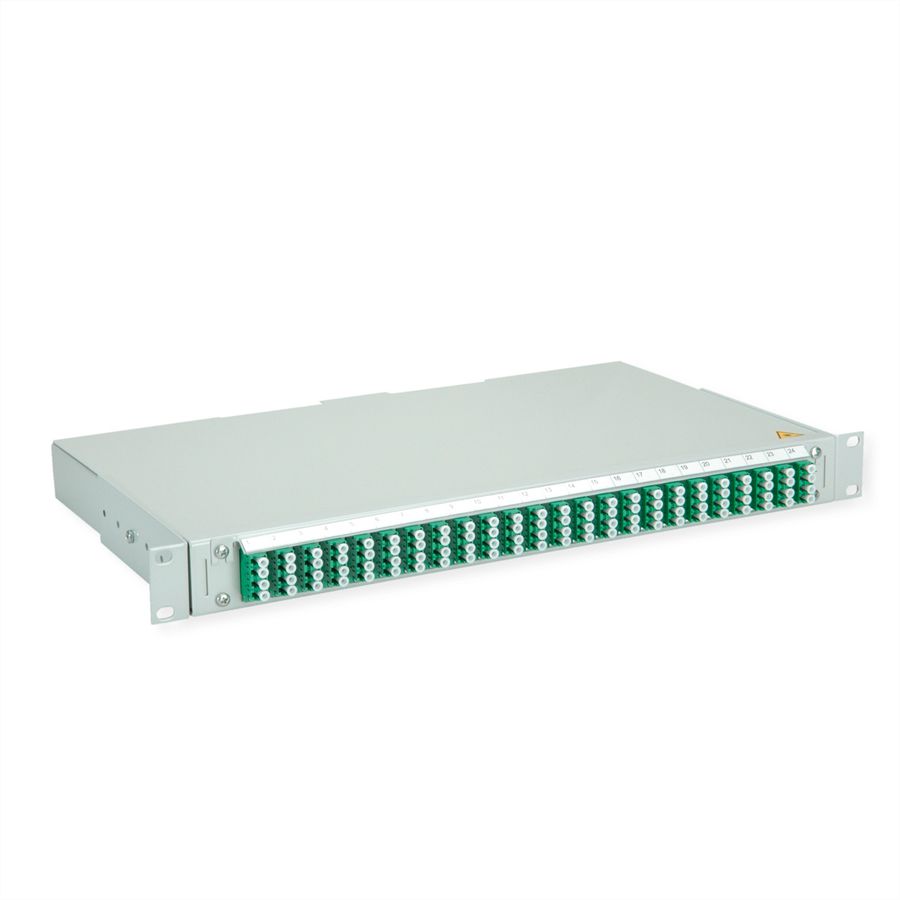 TELEGÄRTNER BASIS V Panneau fibre optique avec coupleurs & Pigtails , 24x LC Quad, vert, OS2 APC