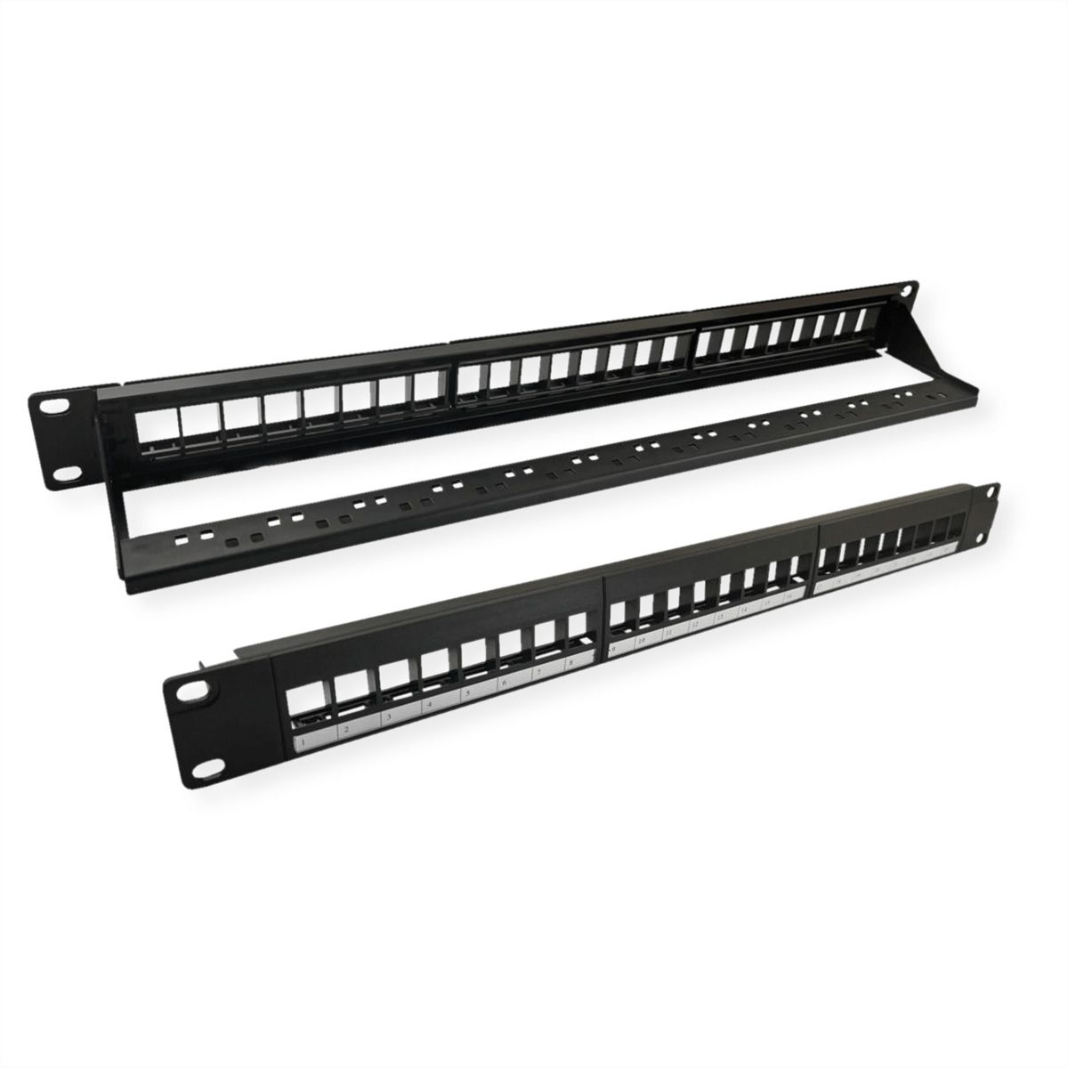 VALUE Panneau de brassage 19" pour keystones, 24 ports, 1U, non-blindé, noir