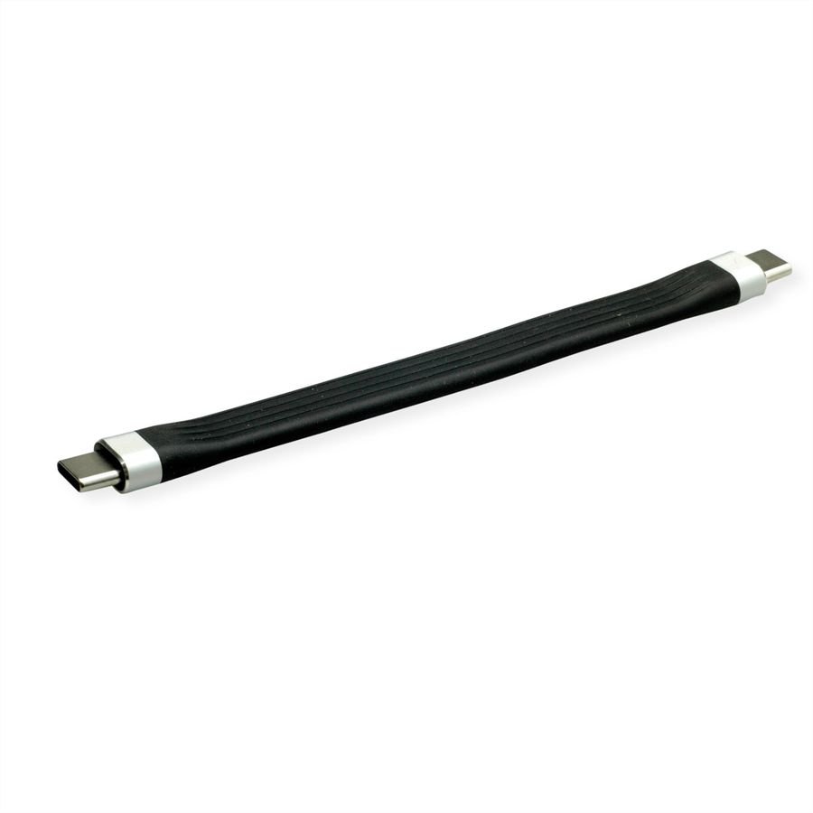 ROLINE Câble USB 3.2 Gen 2 en silicone, avec PD, Emark, C-C, M/M, 8K UHD, 10Gbit/s, 60W, noir, 11 cm