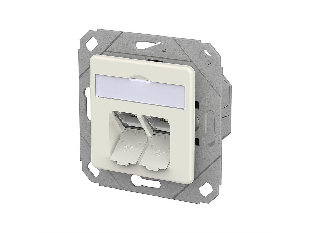 METZ CONNECT E-DAT C6A IDC Prise, 2 ports, goulotte encastrée (UPk), blanc pur