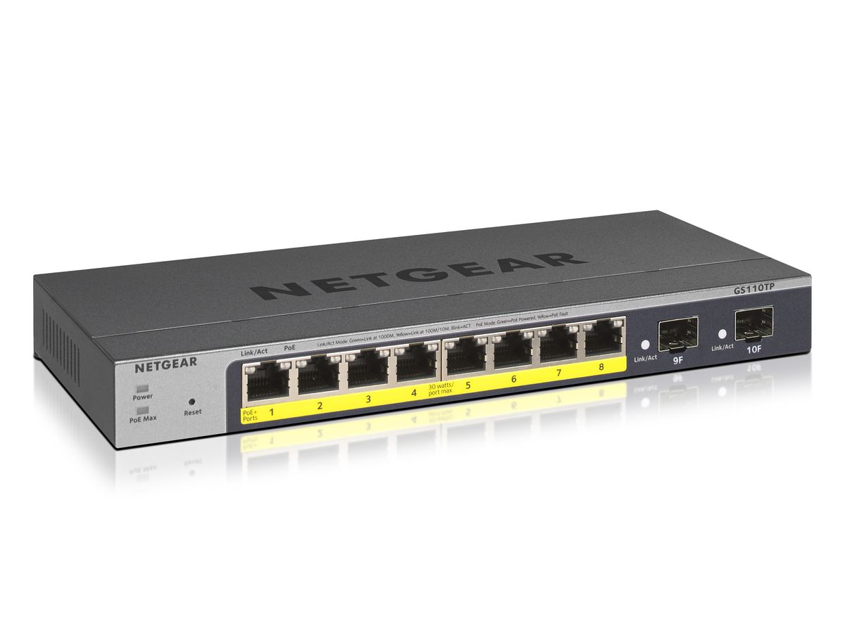 NETGEAR GS110TP Géré L2/L3/L4 Gigabit Ethernet (10/100/1000) Connexion Ethernet, supportant l'alimentation via ce port (PoE) Gris