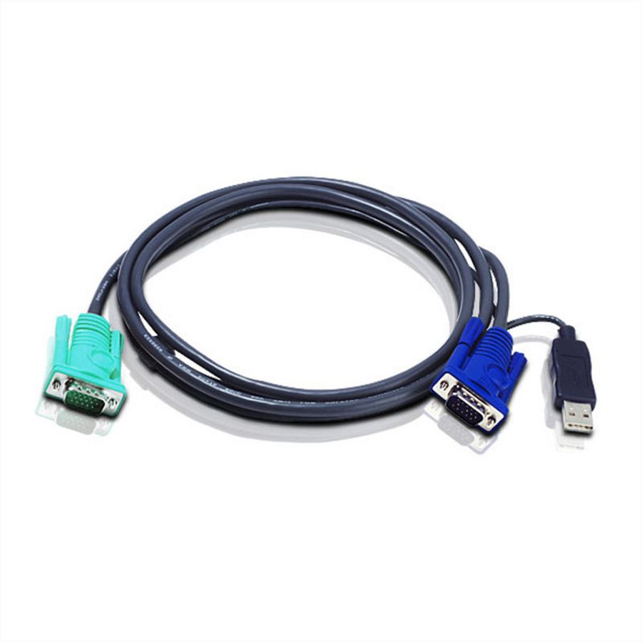 ATEN 2L-5201U Câble KVM VGA USB, noir, 1,2 m