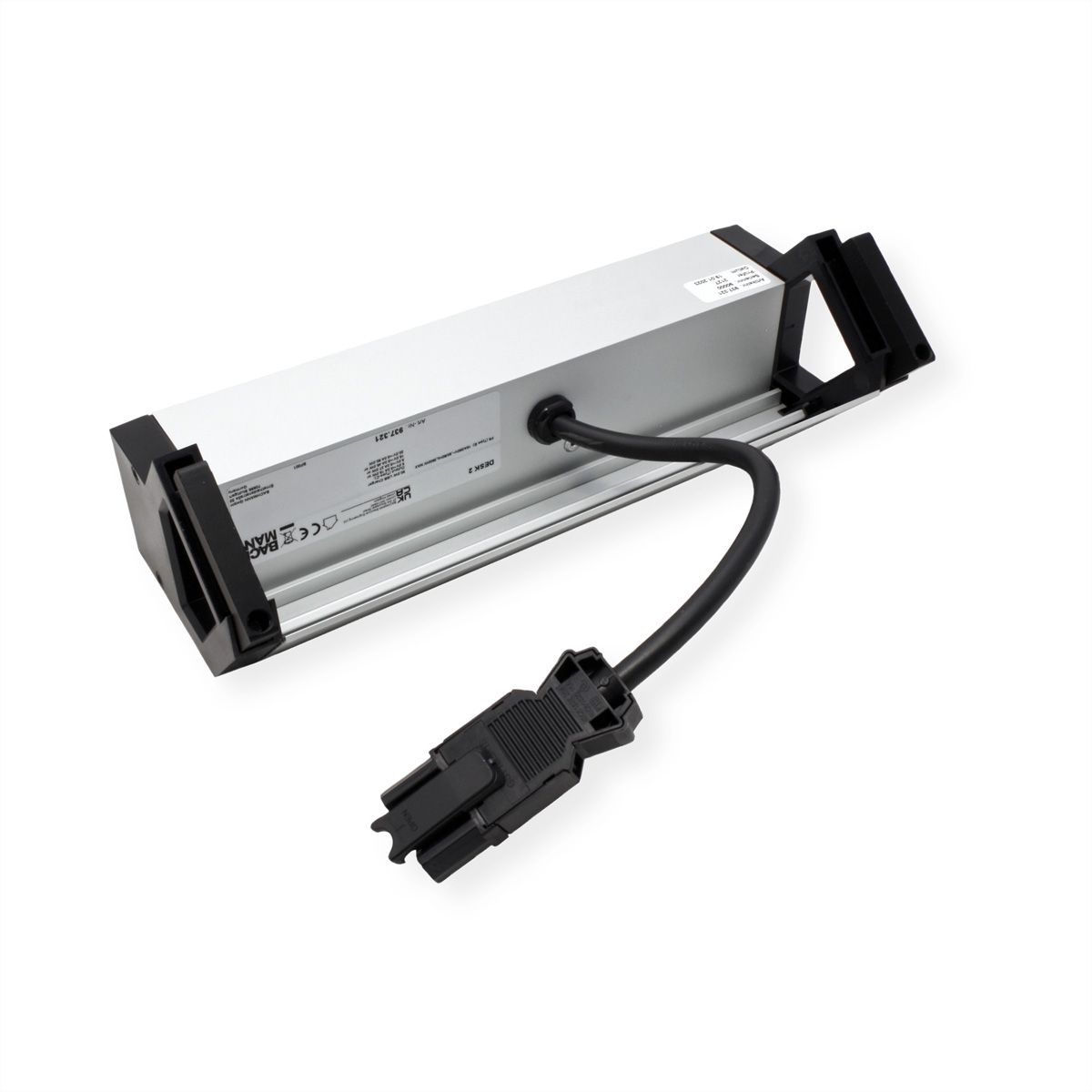 BACHMANN DESK2 ALU BLACK 2xUTE 1xUSBC 60W 0,2m GST18