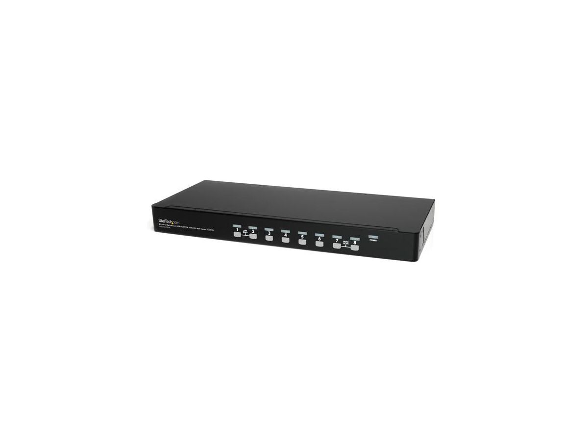 StarTech.com Kit de commutateur KVM USB à montage sur rack 1U 8 ports avec affichage à l'écran et câbles