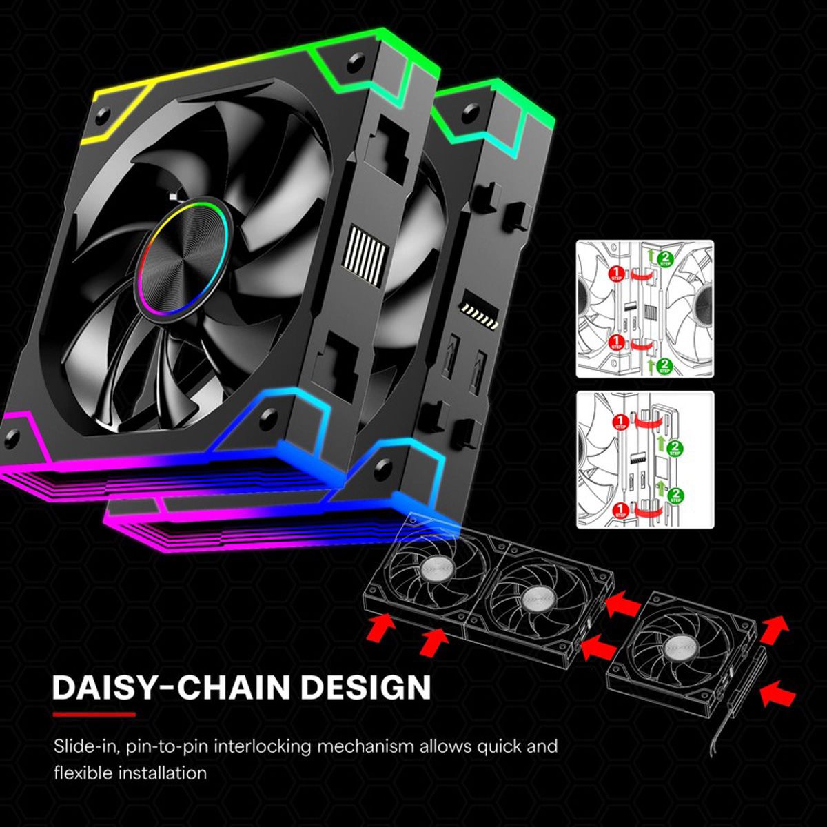 Xilence XPF120.ARGB 120mm PWM Ventilateur de boîtier, ARGB LED