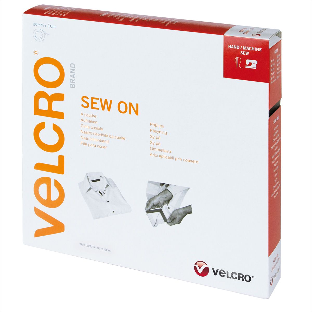 VELCRO® Crochets & velours 20mmx10m gris, bande à coudre