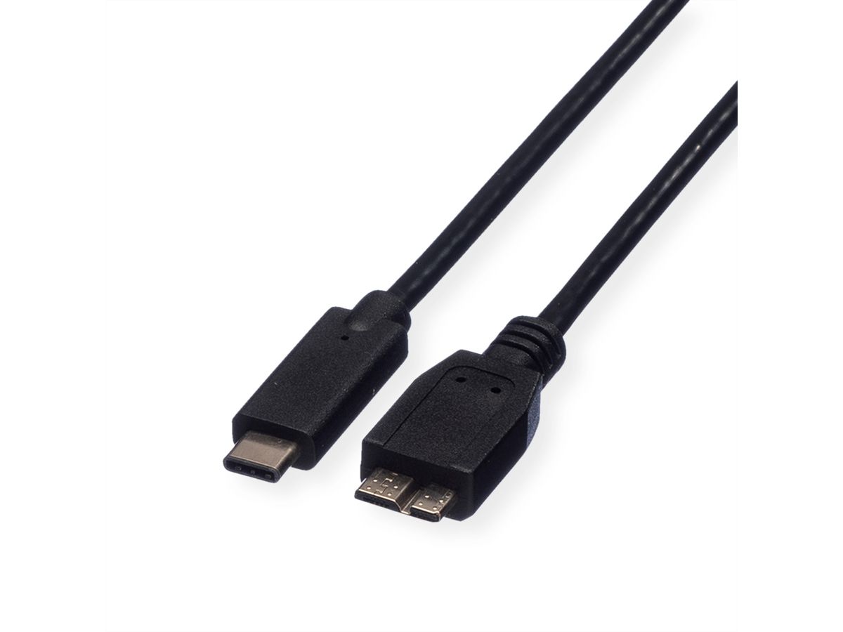 ROLINE Câble USB 3.2 Gen 1, C-Micro B, M/M, noir, 1 m