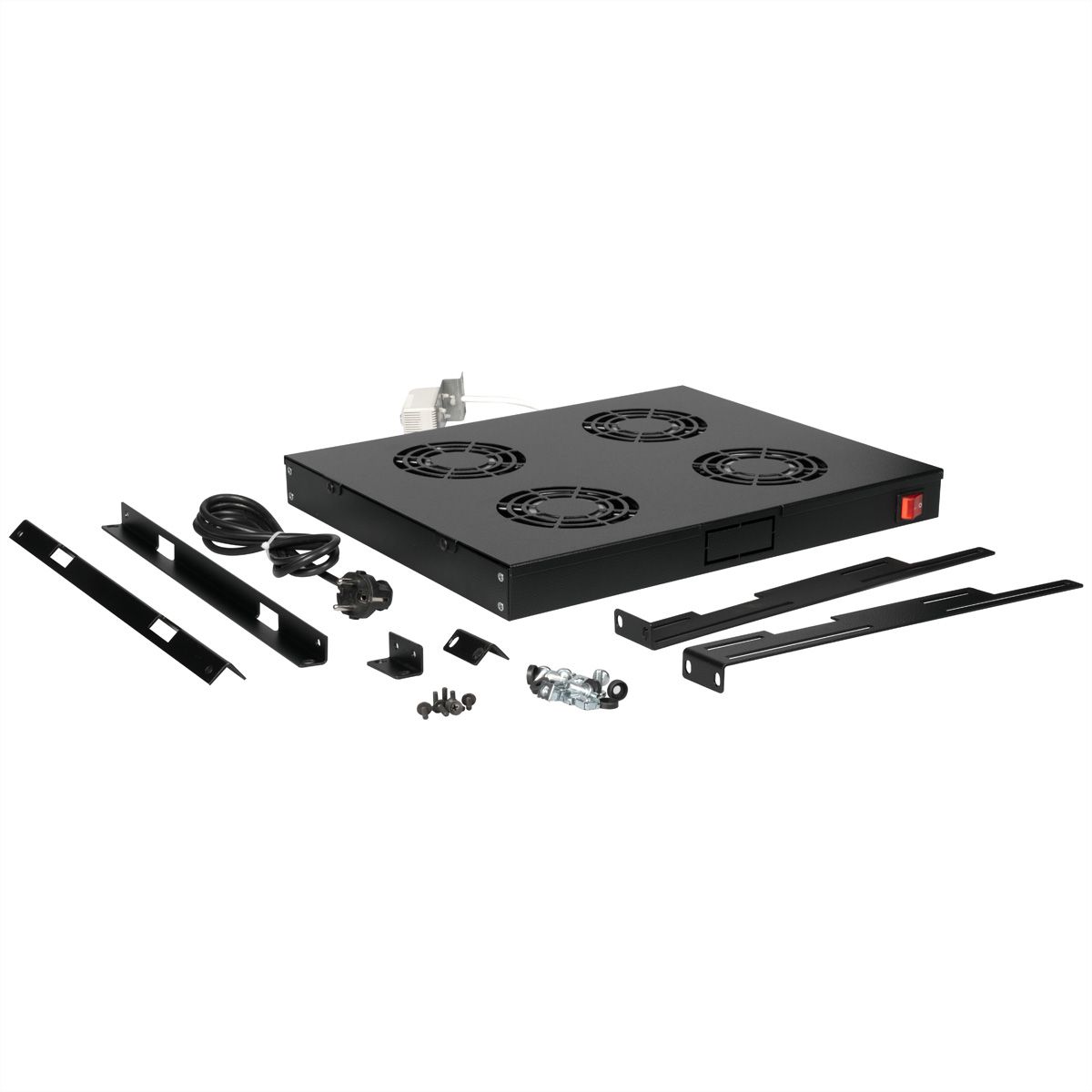 ROLINE 19" Unité de ventilation, 4 ventilateurs, thermostat, noire