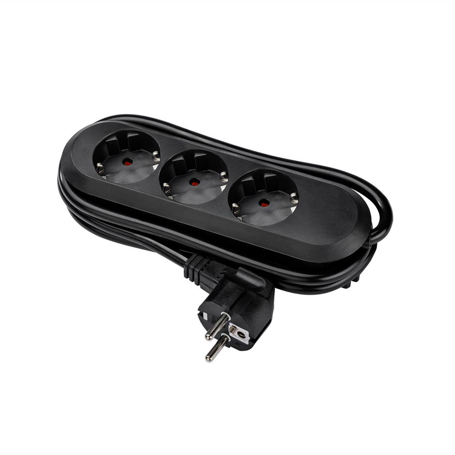 BACHMANN Prise multiple, 3x, noir, 3 m