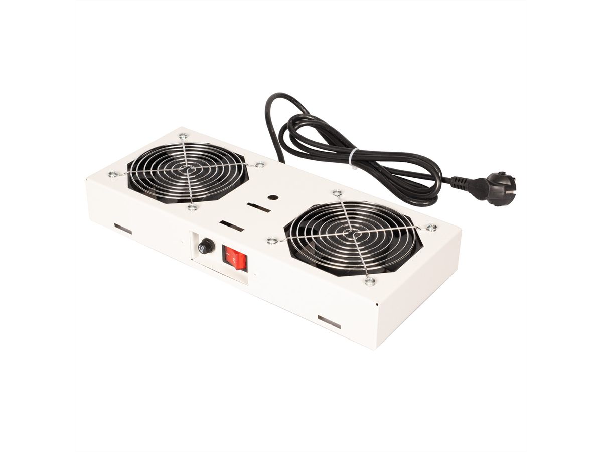 ROLINE 19" Unité de ventilation, 2 ventilateurs, pour boîtier mural, gris
