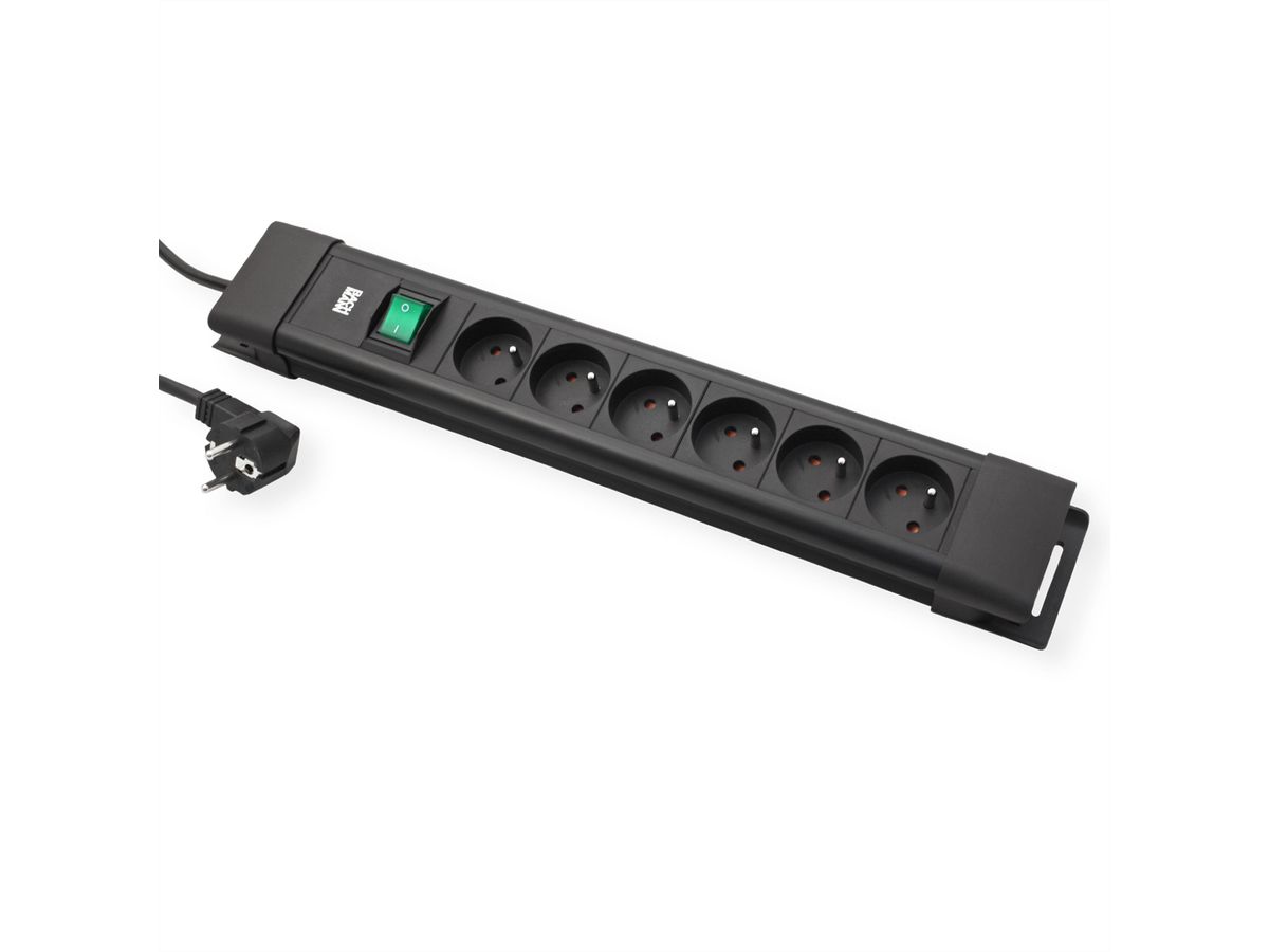 BACHMANN CONNECTUS 6xUTE , 1xinterrupteur 2,0m CEE7/7 noir