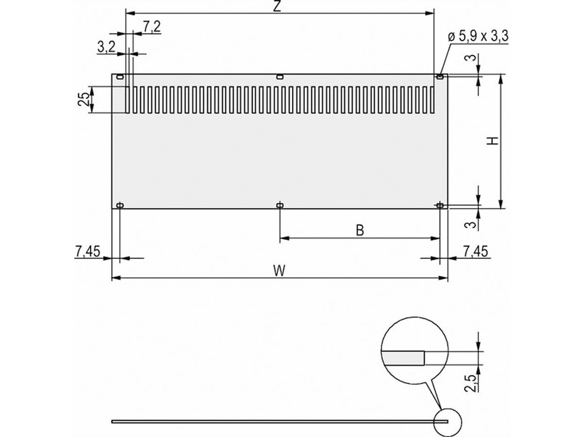 Panneau arrière SCHROFF, perforé, non blindé, pour RatiopacPRO et PropacPRO, 6 U, 42 HP