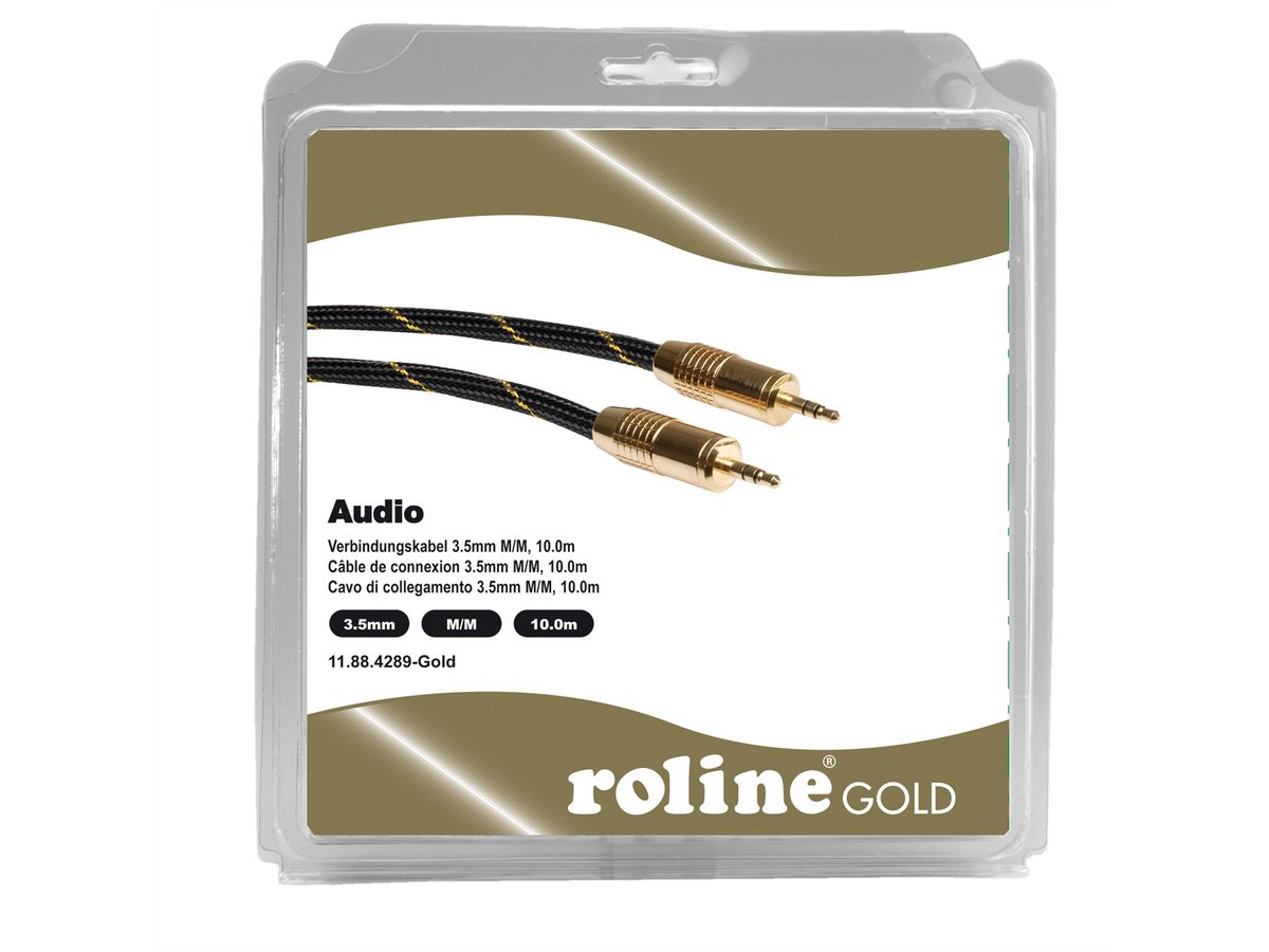 ROLINE GOLD Câble de raccordement 3,5mm audio M / M, Retail Blister, 10 m