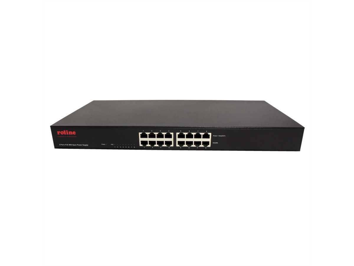 ROLINE 19" PoE MID-Span Injecteur Fast Ethernet, 8 ports