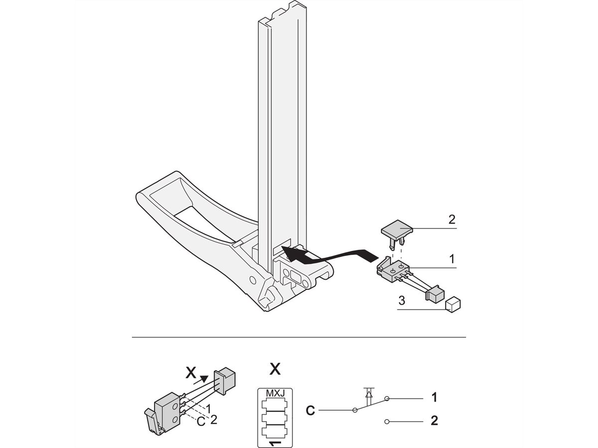 SCHROFF Plug-In Unit Microswitch pour poignée XL avec câble et fiche