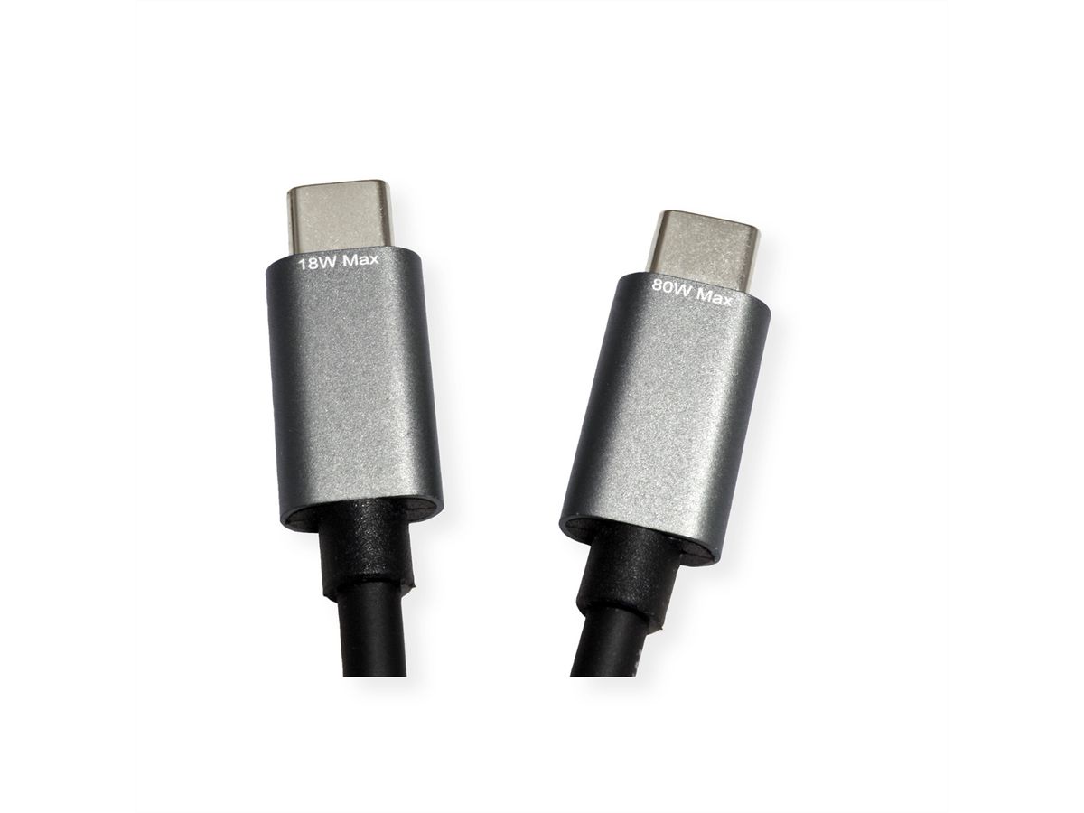 ROLINE Câble de chargement USB2.0 Y - Splitter, Type C vers 2x C, M/M, max. 100W, noir, 1,85 m