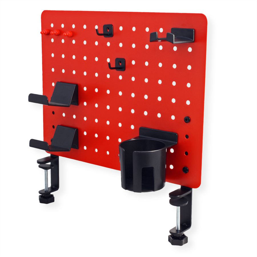 VALUE Panneau perforé, fixation par pince, rouge