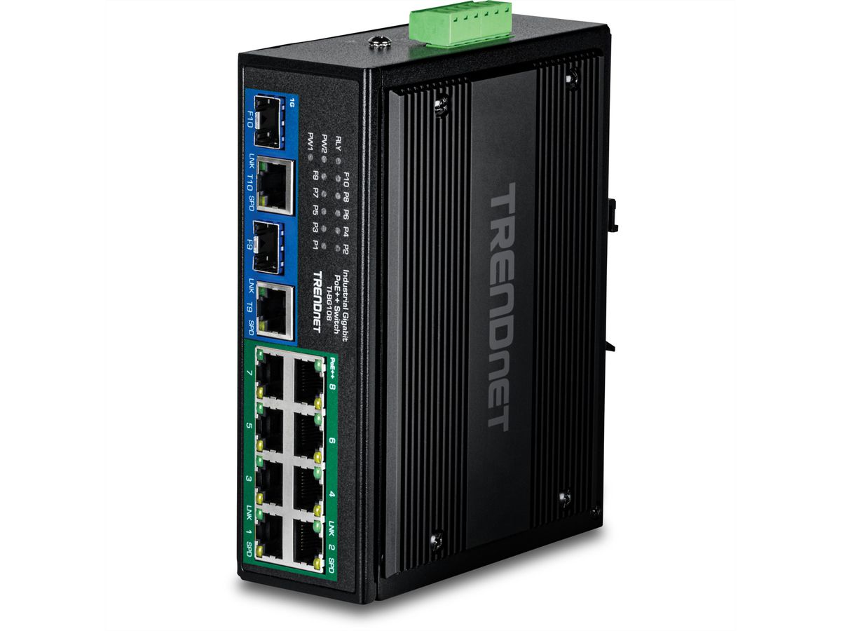 TRENDnet TI-BG108 Switch Rail DIN PoE++ 400W Gigabit industriel à 10 ports