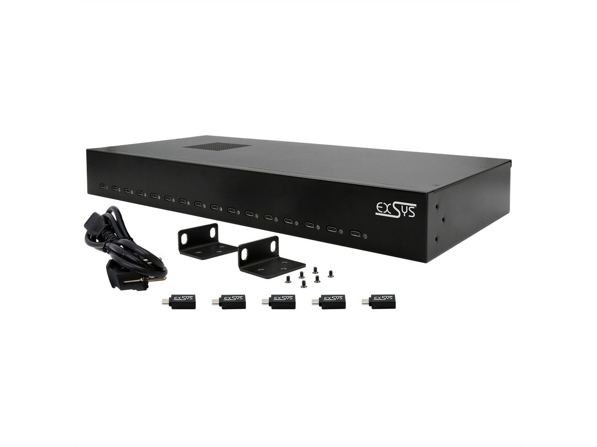 EXSYS EX-11016 Station de charge 16 ports USB-C haute puissance 480W