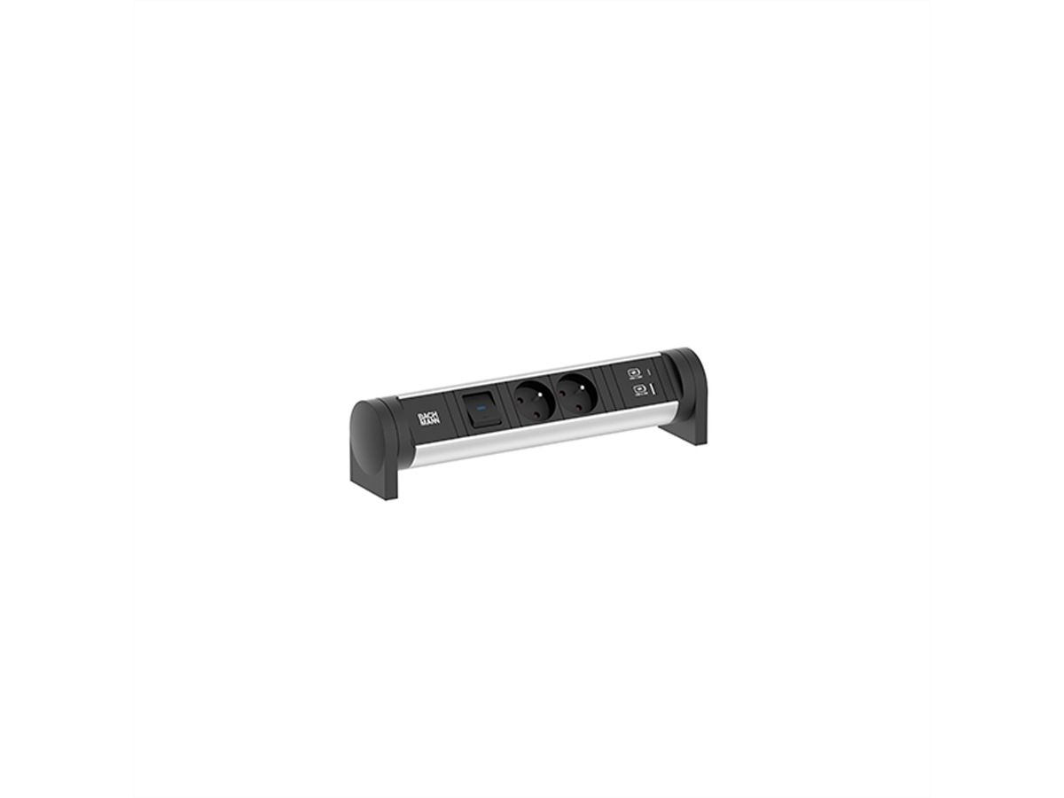 BACHMANN CYCLE Desk 2xUTE 1xinterrupteur 1xUSB A/C 22W 0,2m GST18