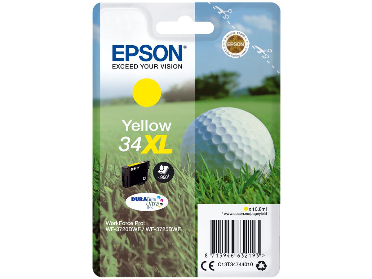 Epson Golf ball Singlepack Yellow 34XL DURABrite Ultra Ink