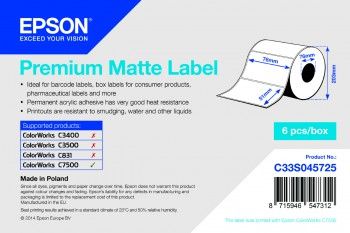 Epson Premium Matte 76mm x 51mm, 2310 Blanc Mat