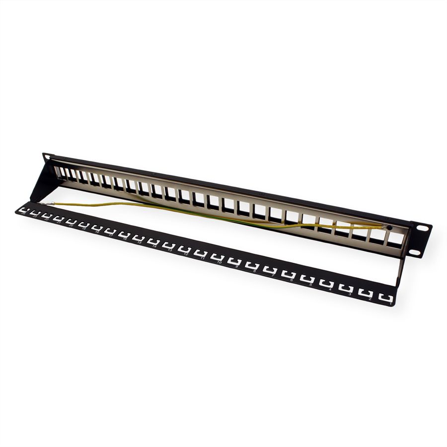 ROLINE Panneau de brassage 19" pour Keystone, 24 ports blindés, noir