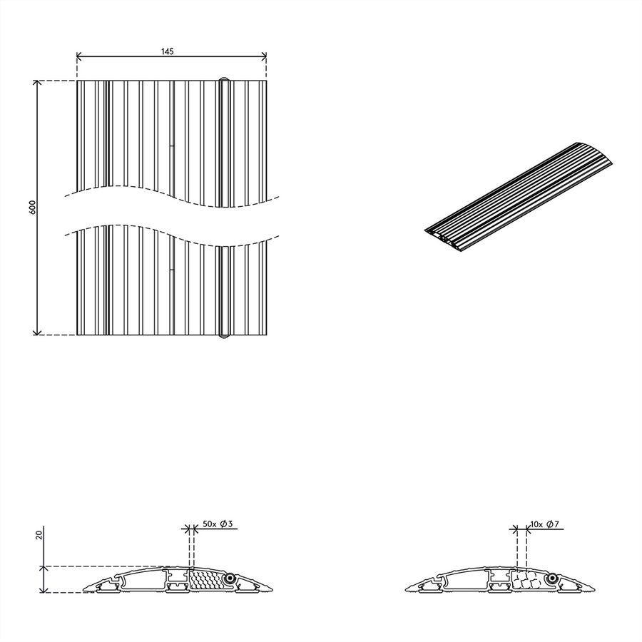 DATAFLEX Addit protège-câbles, droit 402, argent, 60 cm
